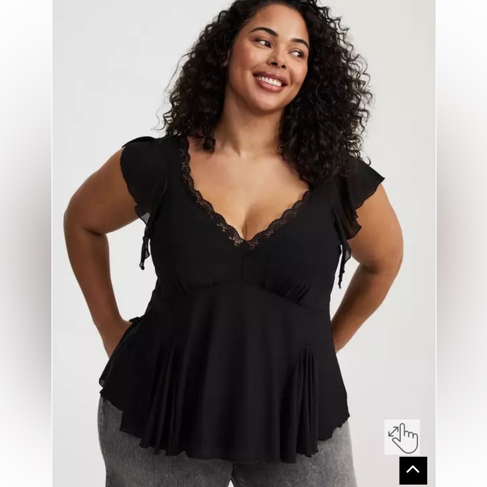 Torrid Flutter Sleeve Fit & Flare Mesh Top